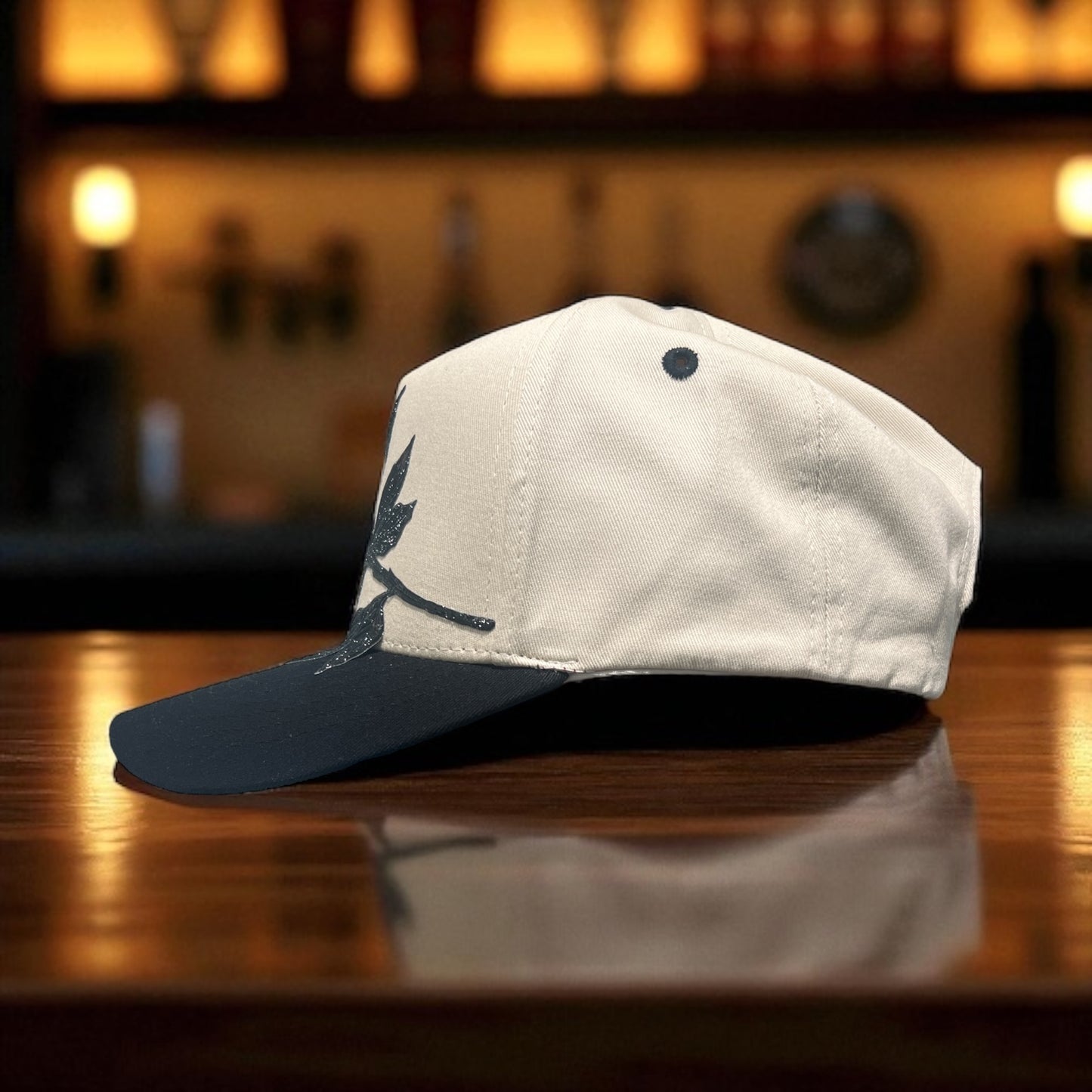 Two-Tone Black & Cream Trucker Hat – Cotton Snapback Cap