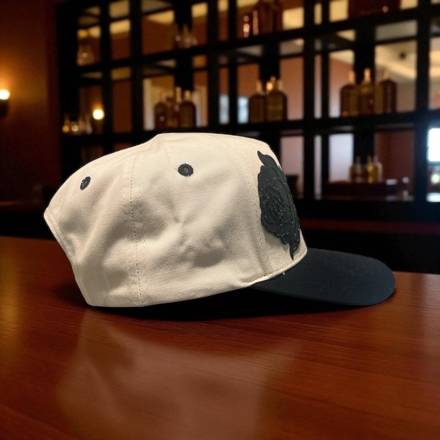 Two-Tone Black & Cream Trucker Hat – Cotton Snapback Cap